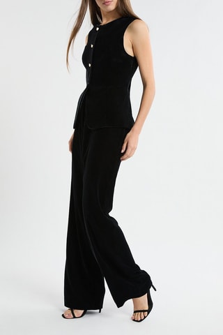 Pantalon en velours taille haute Valentina - Noir