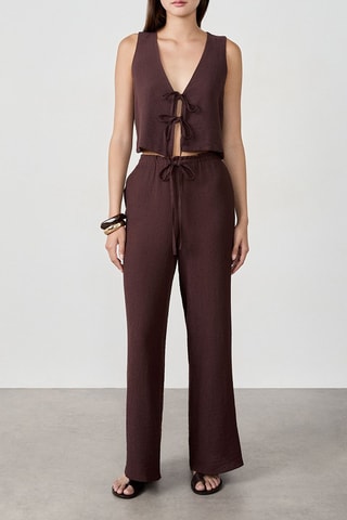 Pantalon taille haute Elon - Marron