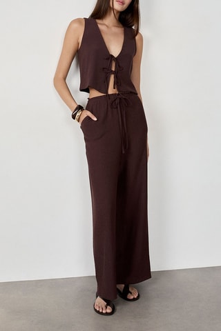 Pantalon taille haute Elon - Marron
