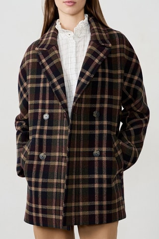 Manteau en laine A Masha Crx - Vert foncé et marron clair