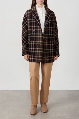 Manteau en laine A Masha Crx - Vert foncé et marron clair