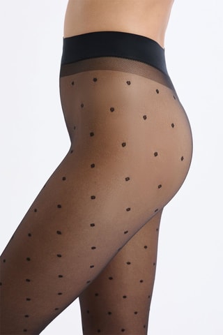 Collant plumetis - 15 deniers - Noir
