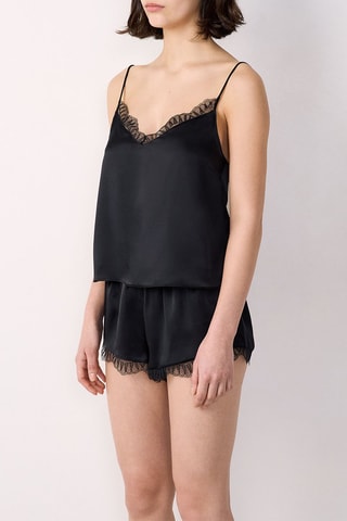 Caraco de pyjama en soie Softy - Noir