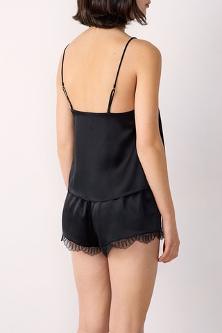 Caraco de pyjama en soie Softy - Noir