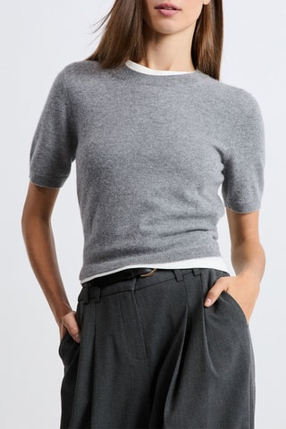 Top en cachemire Louise - Gris chiné