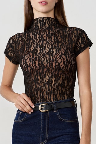 Top en dentelle Joy - Noir