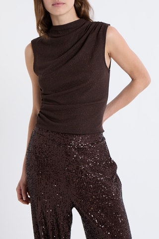Top drapé Noely - Marron
