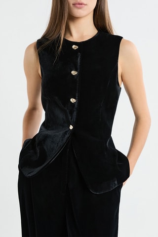 Top en velours Valentina - Noir