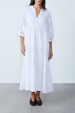 Robe midi en broderie anglaise Mordern Gypset - Blanc