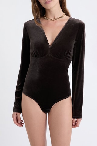 Body en velours Nala - Marron foncé