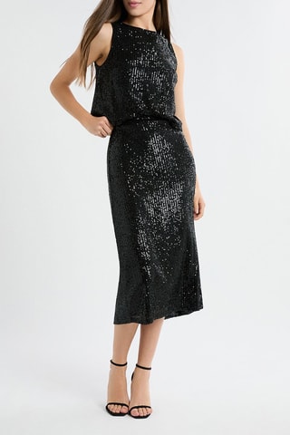 Jupe midi taille haute Danseur - Noir