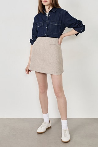 Jupe trapèze taille haute Carmen - Beige