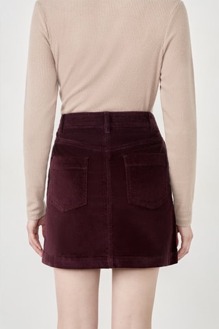 Jupe droite en velours taille haute Velvet - Marron