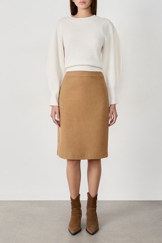 Jupe droite taille haute Farah - Taupe