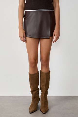 Jupe-short taille haute Effie - Marron