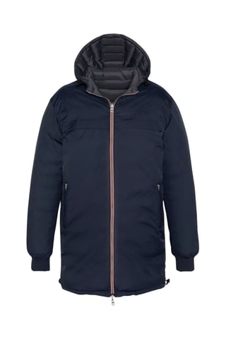 Veste longue réversible à capuche - Riverso2 - Bleu et gris