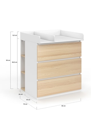 Cambiador evolutivo de 3 cajones - 80 x 72 x 95 cm