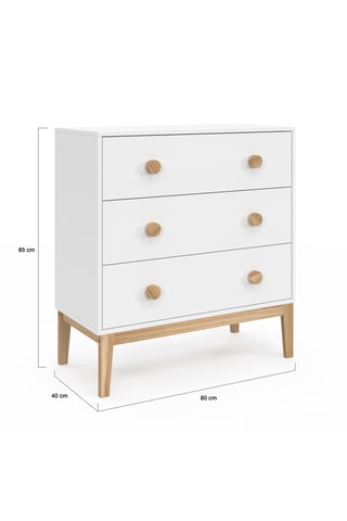 Cómoda de 3 cajones - 85 x 80 x 40 cm
