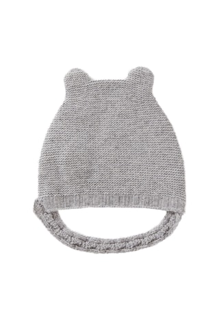 Gorro con orejas de lana y cachemir - Gris jaspeado