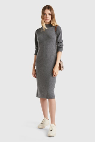 Vestido recto de lana y cachemir - Gris jaspeado