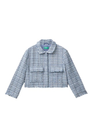 Chaqueta corta de tweed - Celeste