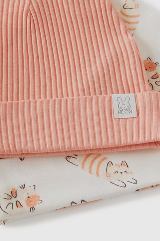 2 gorros - Salmón y blanco