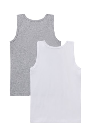2 camisetas de tirantes - Gris jaspeado y blanco