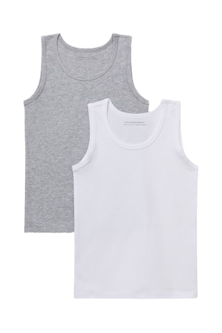 2 camisetas de tirantes - Gris jaspeado y blanco