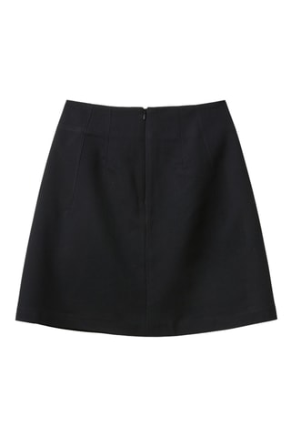 Falda recta de talle alto - Negro