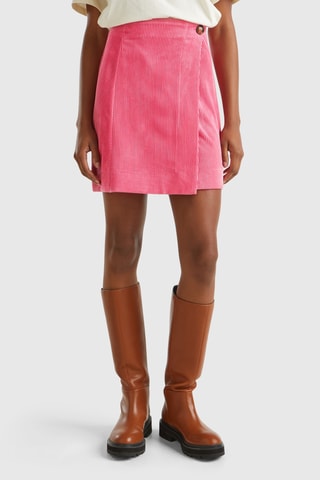 Falda cruzada de talle alto - Rosa