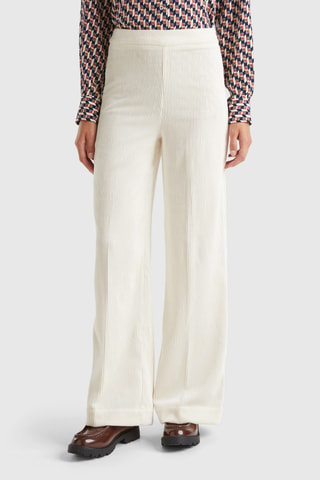 Pantalón de terciopelo de tiro alto - Blanco
