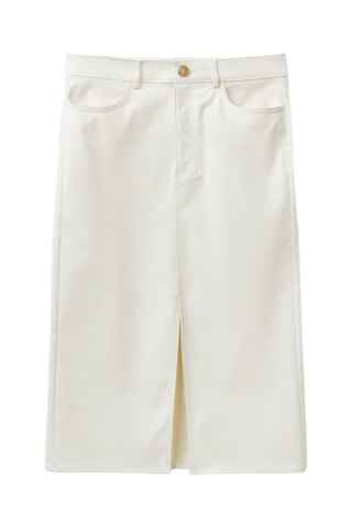 Falda midi de talle alto - Blanco