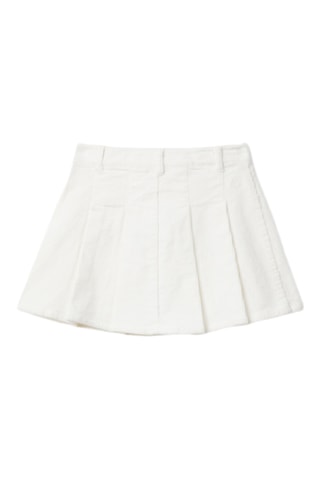Falda plisada de terciopelo - Blanco
