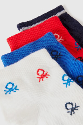 4 pares de calcetines - Blanco, rojo y azul marino