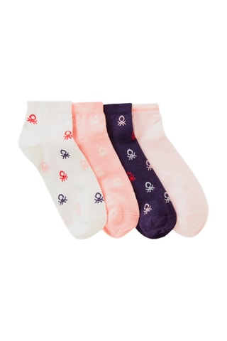 4 pares de calcetines - Blanco, rosa y azul marino