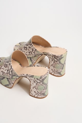 Leren Muiltjes met Hak Lola - Beige en Kaki