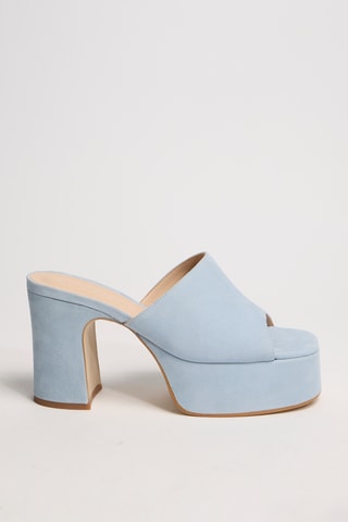 Nubuck Muiltjes met Hak Lola - Hemelsblauw