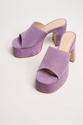 Nubuck Muiltjes met Hak Lola - Lichtpaars