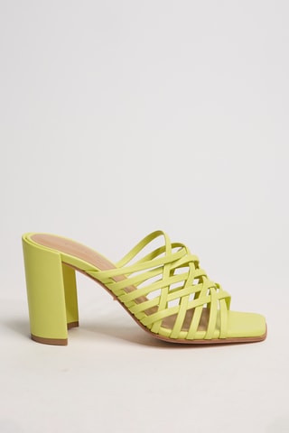 Mules à talons en cuir nappa Lyra - Vert citron