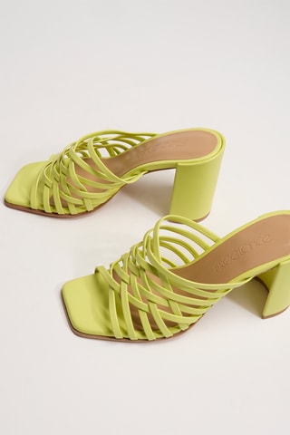 Mules à talons en cuir nappa Lyra - Vert citron