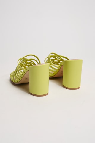 Mules à talons en cuir nappa Lyra - Vert citron