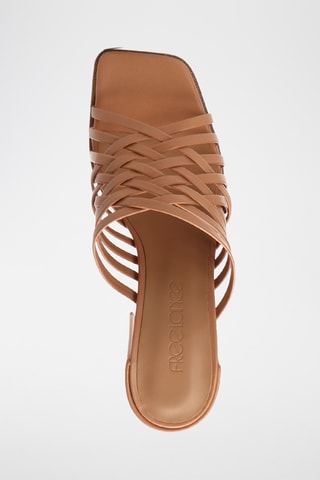 Mules à talons en cuir nappa Lyra - Camel