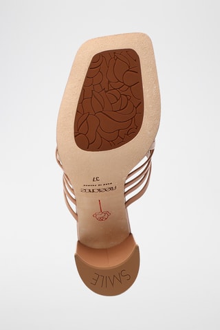 Mules à talons en cuir nappa Lyra - Camel