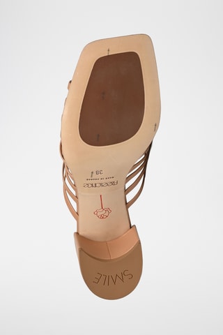 Mules à talons en cuir nappa Lyra - Camel