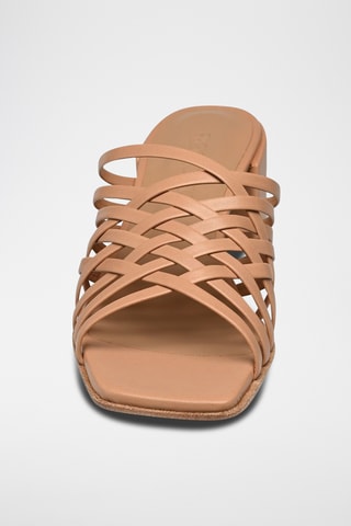 Mules à talons en cuir nappa Lyra - Camel
