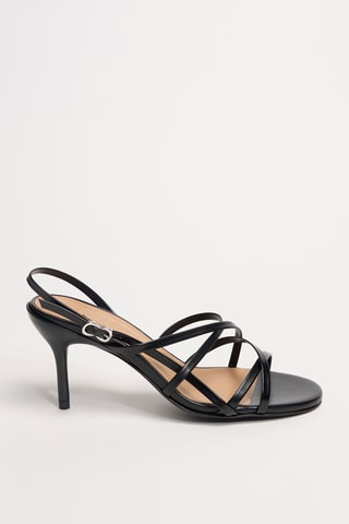 Kalfsleren Sandalen met Hak Vee - Zwart