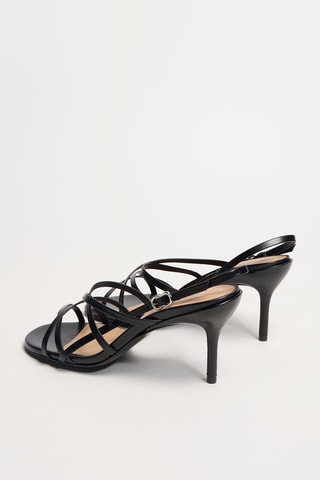 Kalfsleren Sandalen met Hak Vee - Zwart