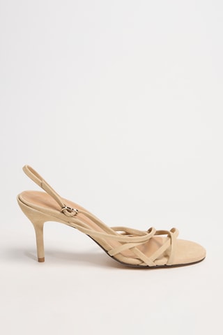 Leren Sandalen met Hak Vee - Camel