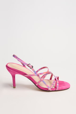 Leren Sandalen met Hak Vee - Roze