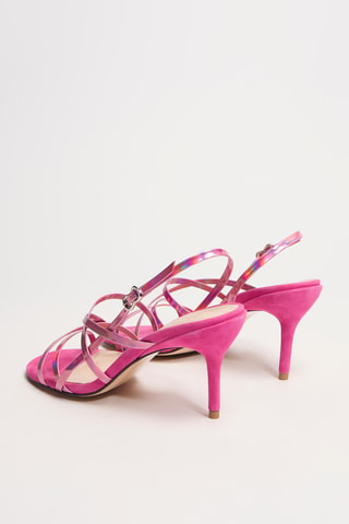 Leren Sandalen met Hak Vee - Roze